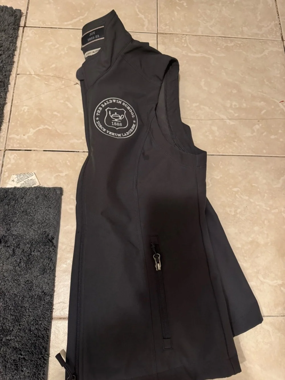 Port Authority Men s Black Softshell Vest with School Crest